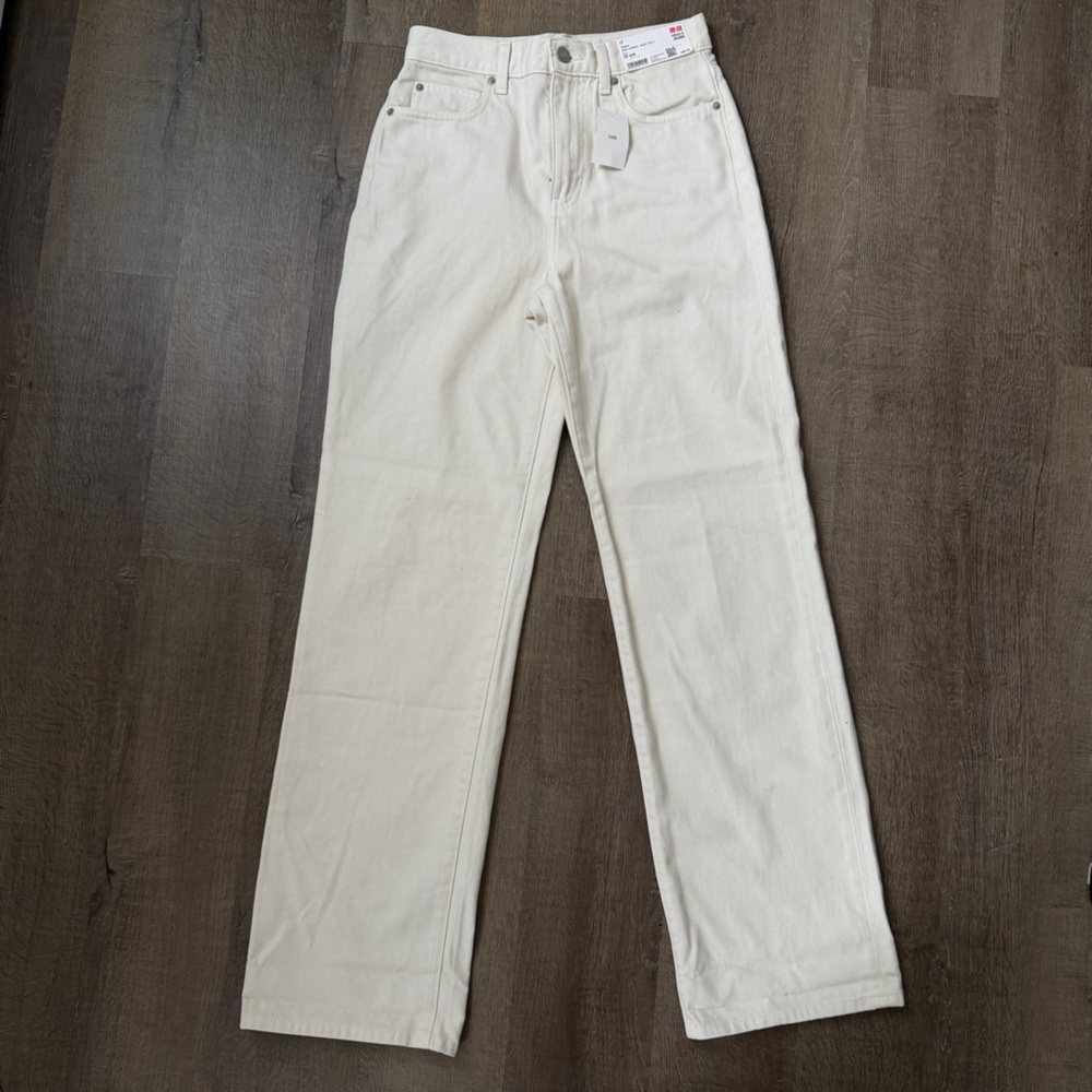 Uniqlo Women's Straight Leg Jeans - Off-White Cream